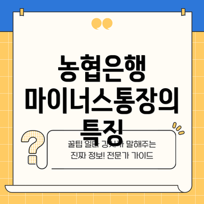농협은행 마이너스통장의 특징