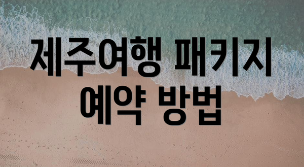제주여행 패키지 예약 방법