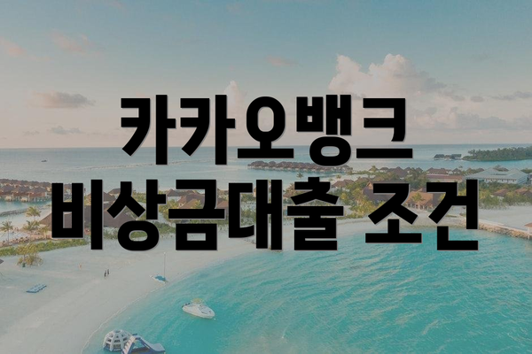 카카오뱅크 비상금대출 조건