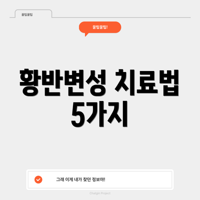 황반변성 치료법 5가지