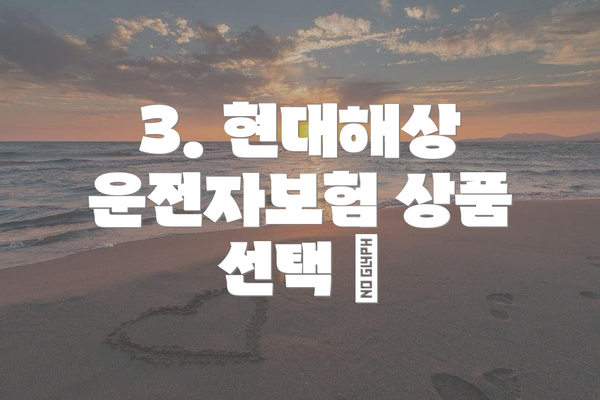 3. 현대해상 운전자보험 상품 선택 🧐