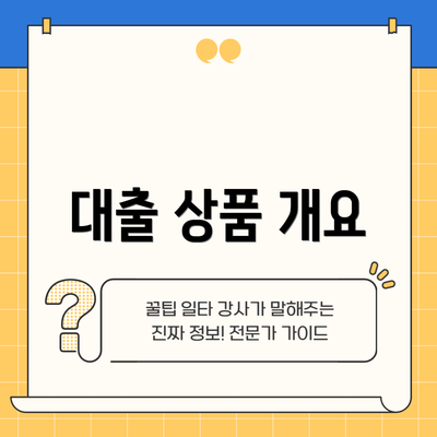 대출 상품 개요