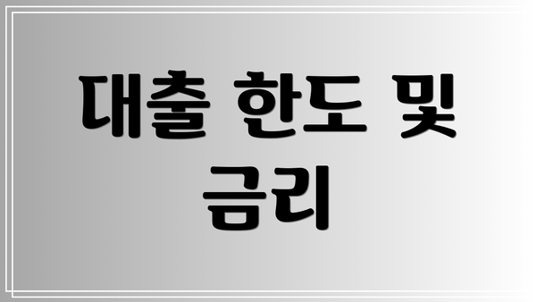 대출 한도 및 금리