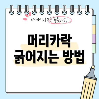 머리카락 굵어지는 방법