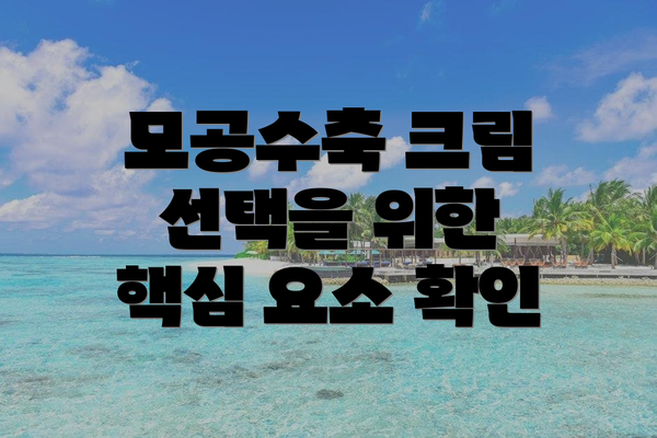 모공수축 크림 선택을 위한 핵심 요소 확인