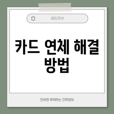 카드 연체 해결 방법