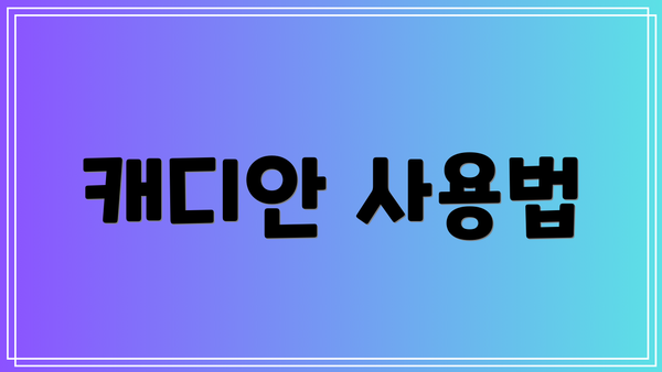 캐디안 사용법