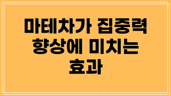 마테차가 집중력 향상에 미치는 효과