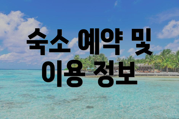 숙소 예약 및 이용 정보