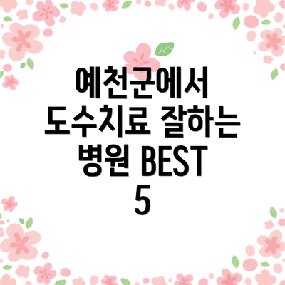 예천군에서 도수치료 잘하는 병원 BEST 5