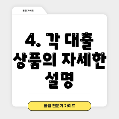 4. 각 대출 상품의 자세한 설명