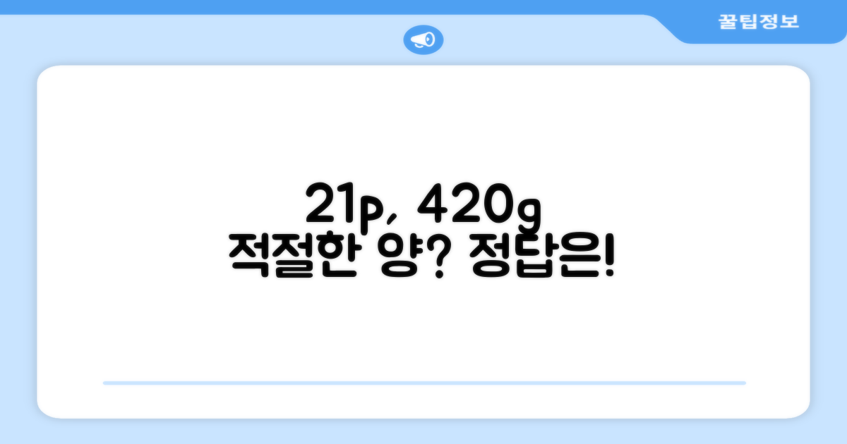 21p, 420g, 1개: 적절한 양은?