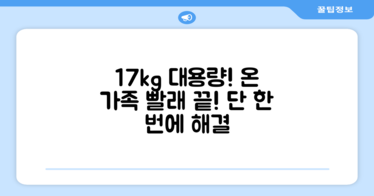 17kg 대용량, 온 가족 빨래 한 번에 끝내세요!