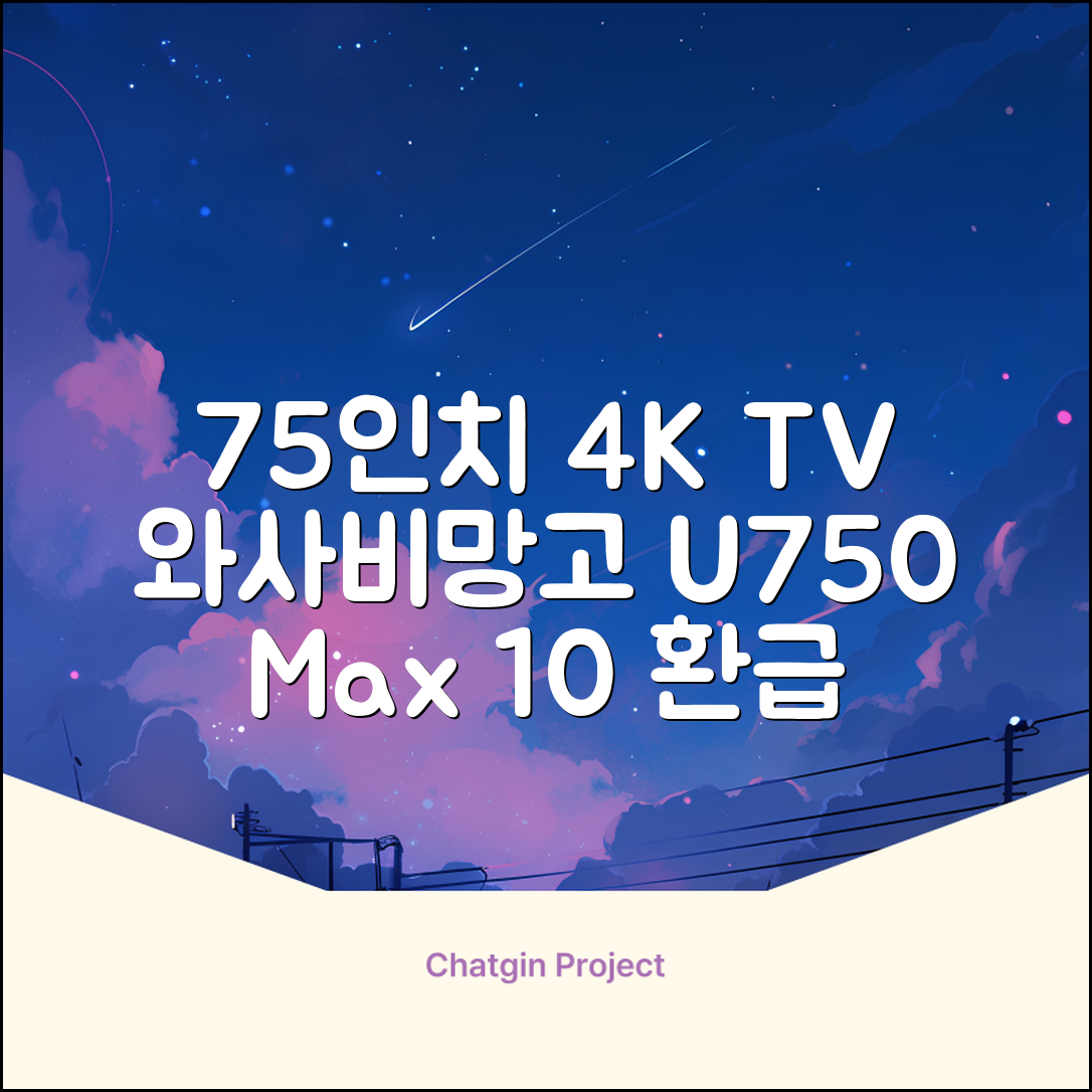 [10% 환급가전] 와사비망고 4K UHD ZEN U750 Max HDR TV, 189cm(75인치), 스탠드형, 방문설치 추천 리뷰