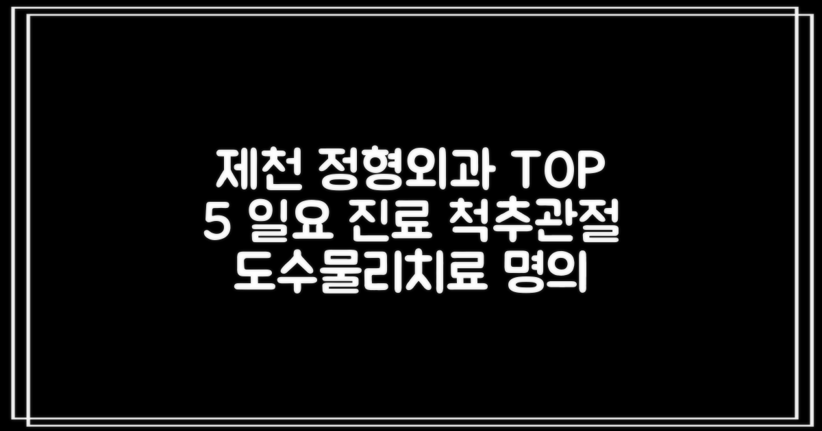 제천 정형외과 TOP 5: 일요일 진료, 도수/물리치료로 척추/관절 통증 명의 찾기